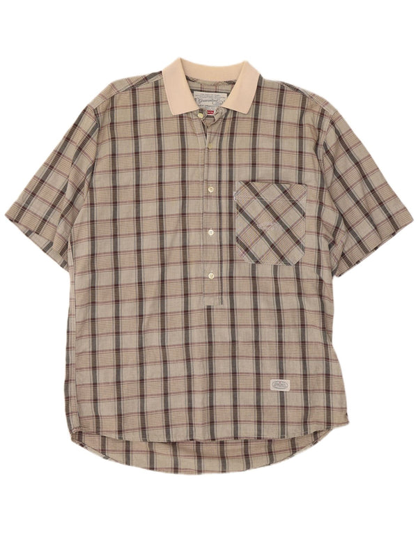 Levi's Camisa tipo jersey de manga corta para hombre, cuadros grandes multicolores