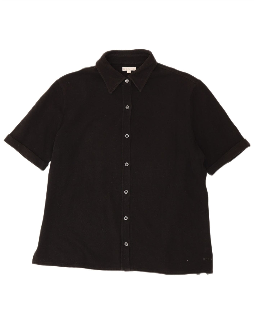 Belfe Camisa Manga Corta Mujer IT 48 XL Algodón Negro