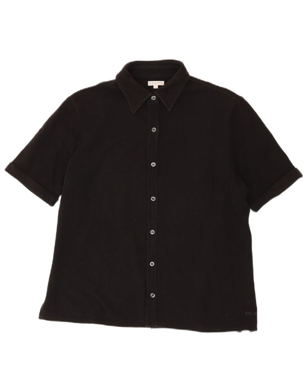 Belfe Camisa Manga Corta Mujer IT 48 XL Algodón Negro