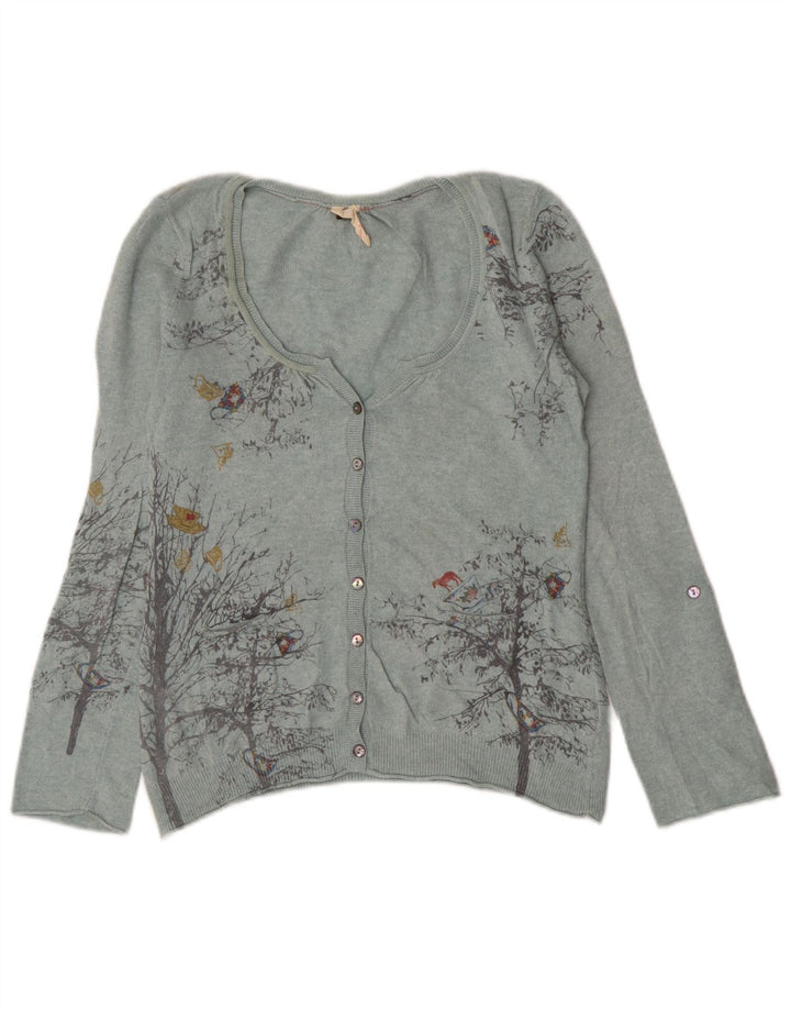 White Stuff Cárdigan para mujer, talla 42, viscosa floral azul medio