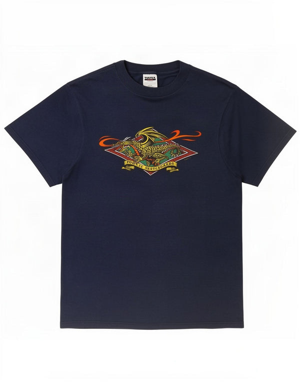 TULTEX Hombres Powell Skateboards Street Dragon 1994 Camiseta Top Azul Medio