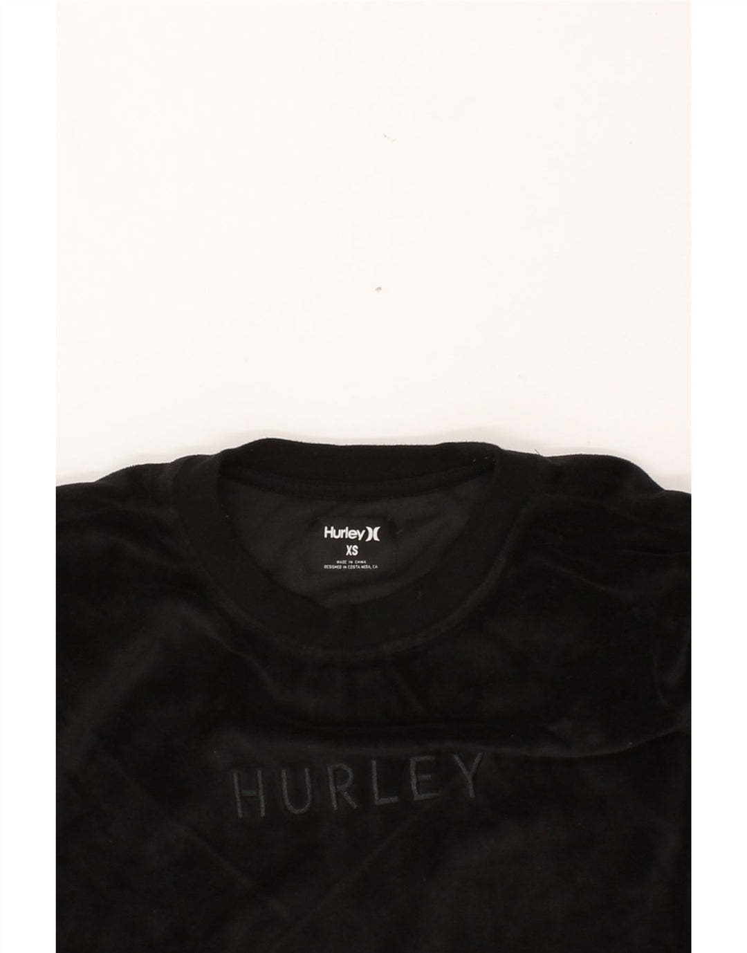 HURLEY Womens Oversized Graphic Sweatshirt Jumper UK 6 XS Black Vintage Hurley and Second-Hand Hurley from Messina Hembry 