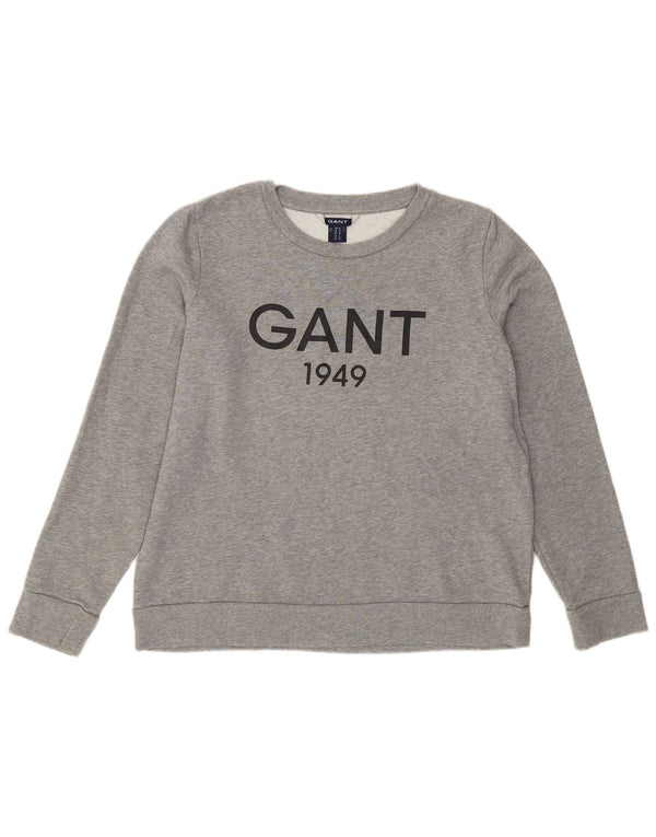 Gant Sudadera Gráfica para Mujer Jersey UK 44 Algodón Moteado Gris Medio