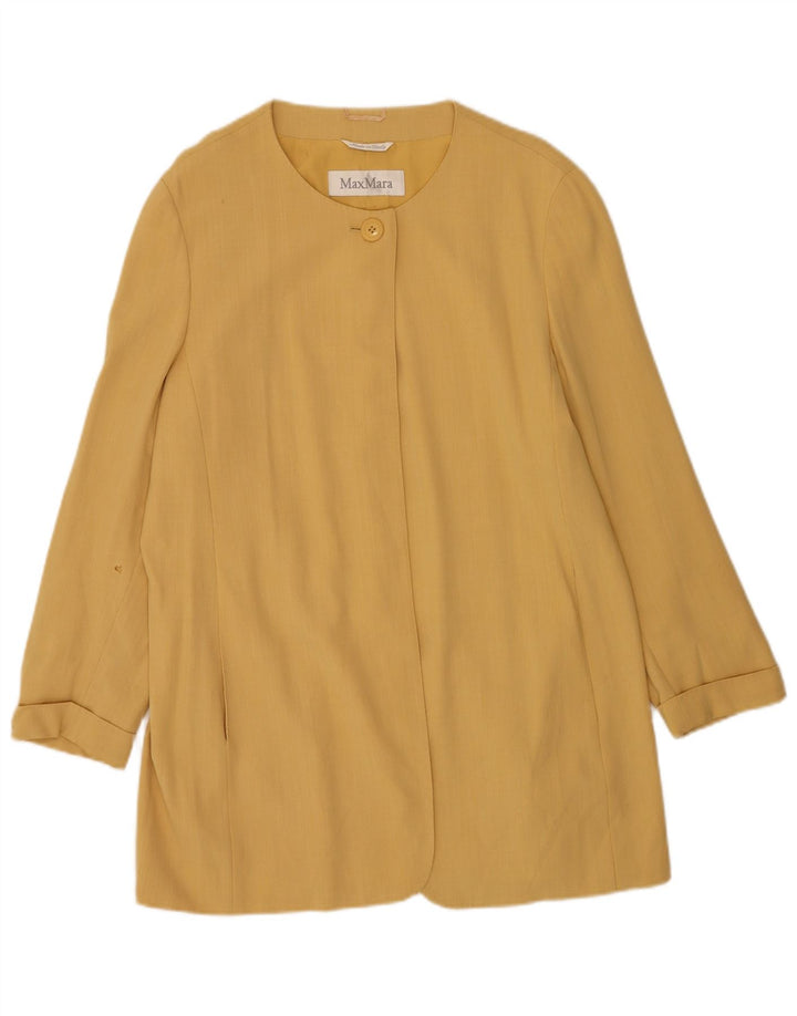 Max Mara Chaqueta tipo blazer larga con 1 botón para mujer, talla 40, color amarillo