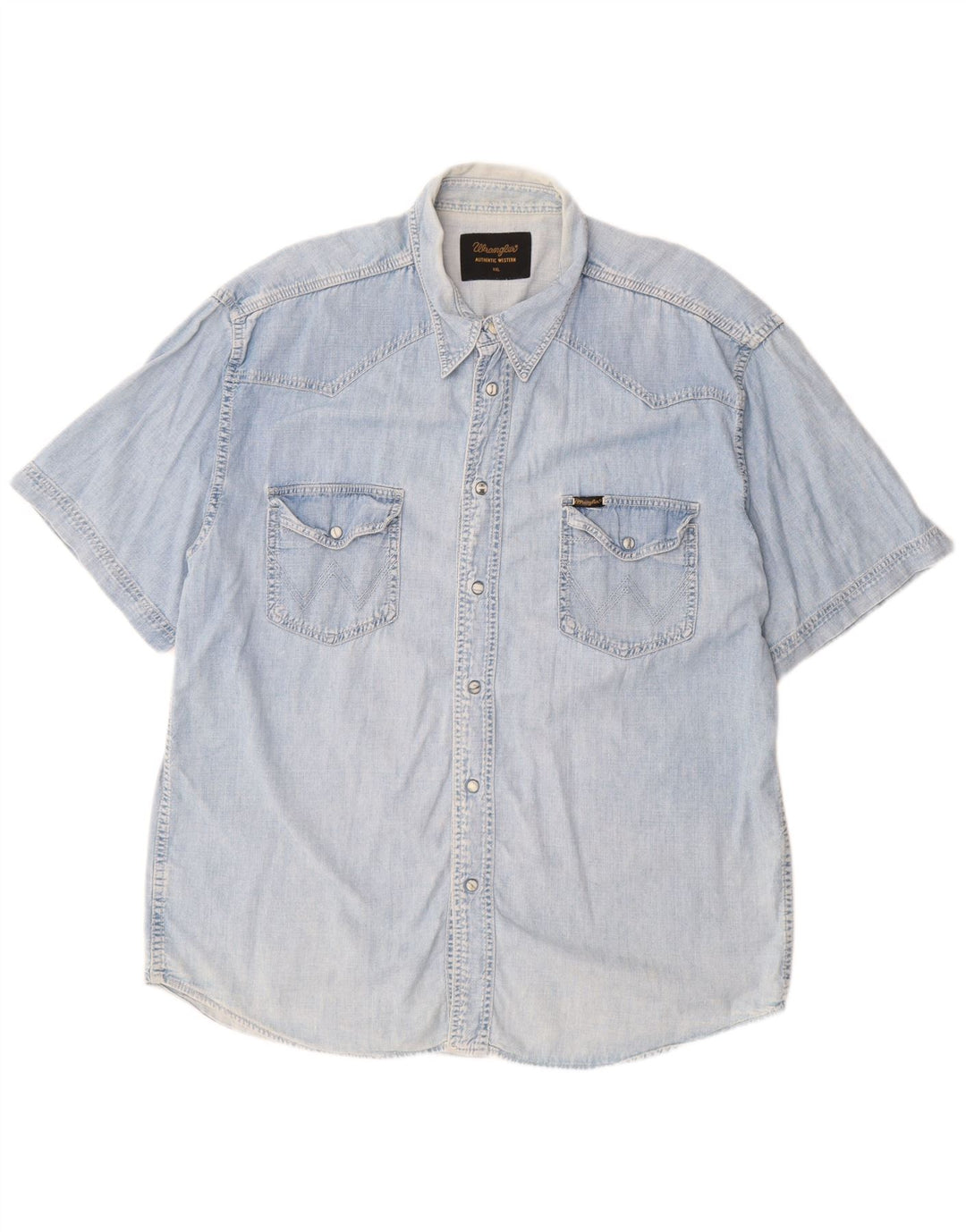 WRANGLER Camisa vaquera de manga corta para hombre 2XL Azul