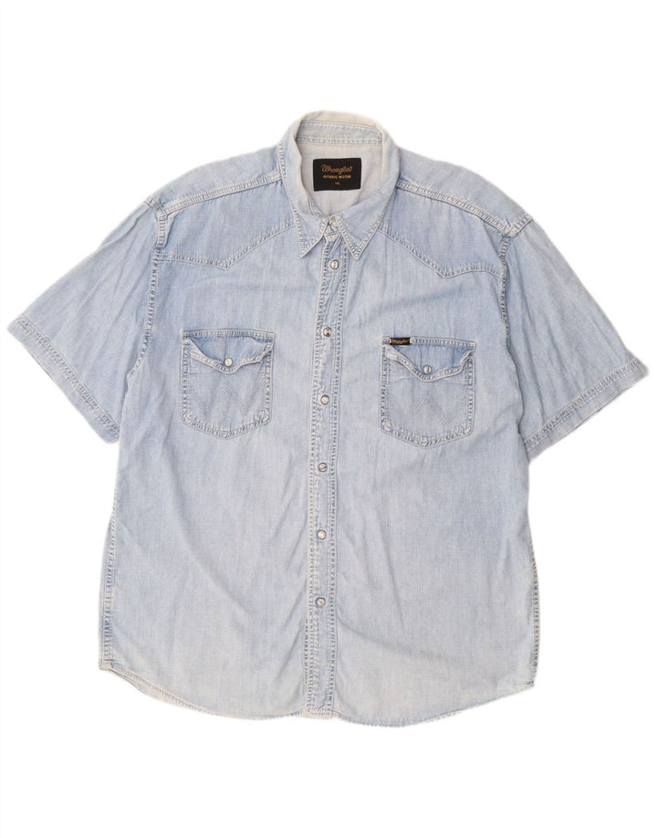 WRANGLER Camisa vaquera de manga corta para hombre 2XL Azul
