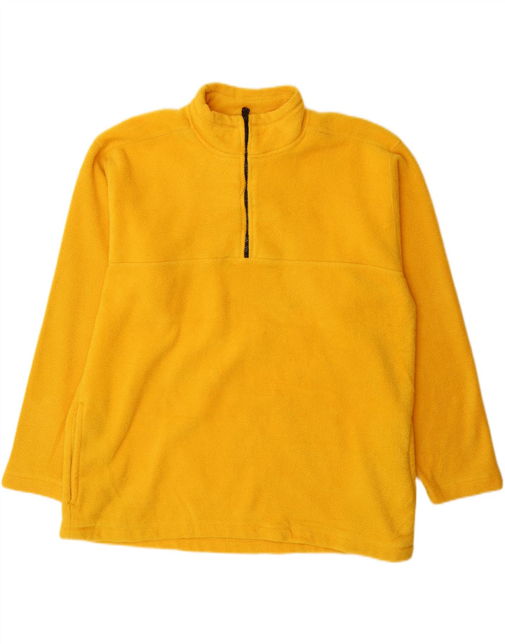 VINTAGE Jersey polar con cuello y cremallera para hombre XL Poliéster amarillo