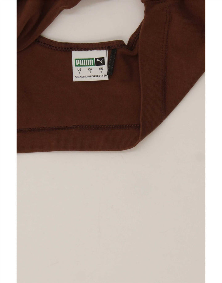 Puma Mujer Crop Top UK 10 Pequeño Algodón Marrón