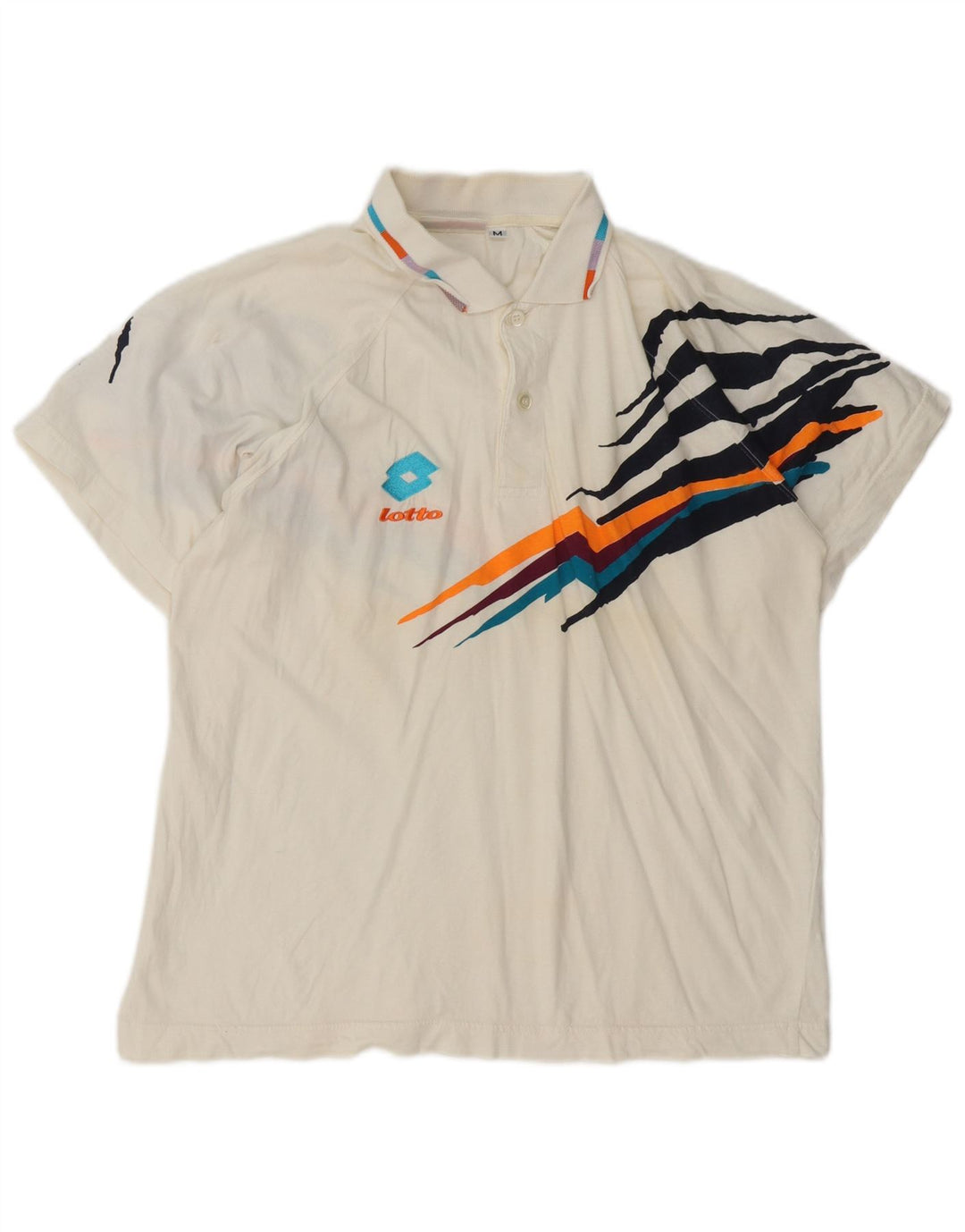 Lotto Polo Gráfico Para Hombre Algodón Blanco Mediano