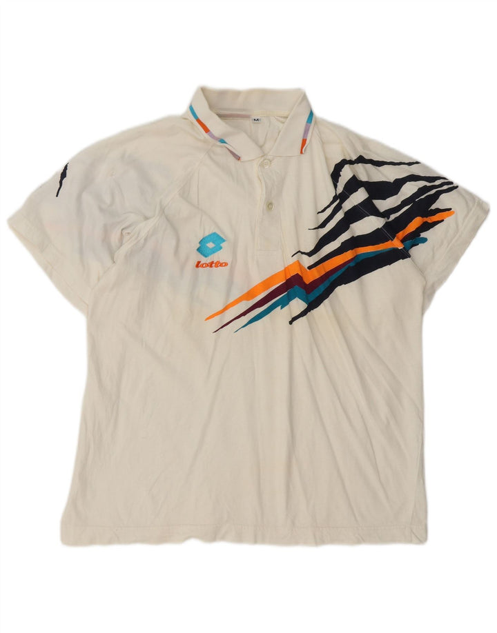 Lotto Polo Gráfico Para Hombre Algodón Blanco Mediano