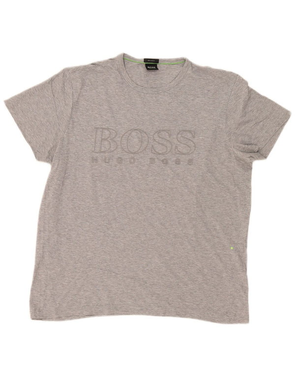 Hugo Boss Camiseta estampada de corte regular para hombre Top grande de algodón gris