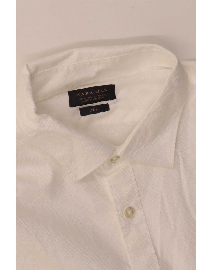 Zara Camisa Slim Fit Hombre Blanco Grande
