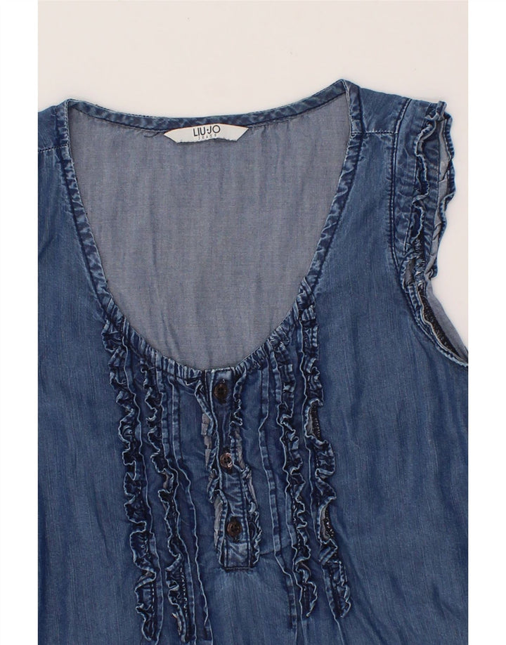 LIU JO Womens Sleeveless Denim Dress UK 12 Medium Blue Vintage Liu Jo and Second-Hand Liu Jo from Messina Hembry 