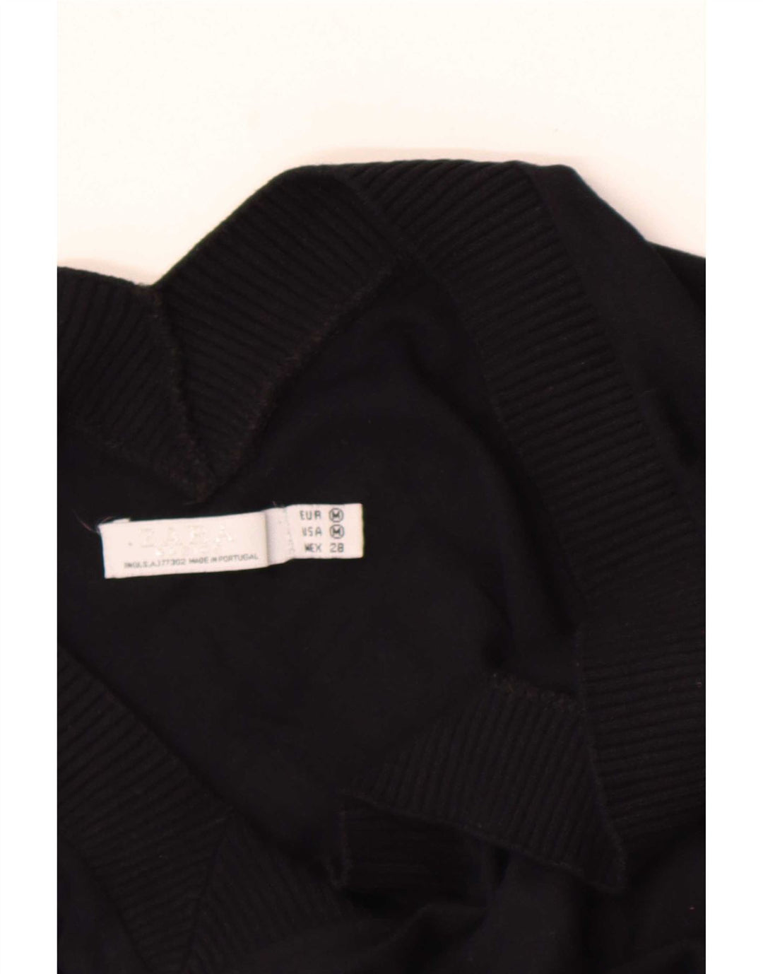 Zara Suéter tipo jersey de manga corta con cuello en V para mujer UK 44 Medium Black