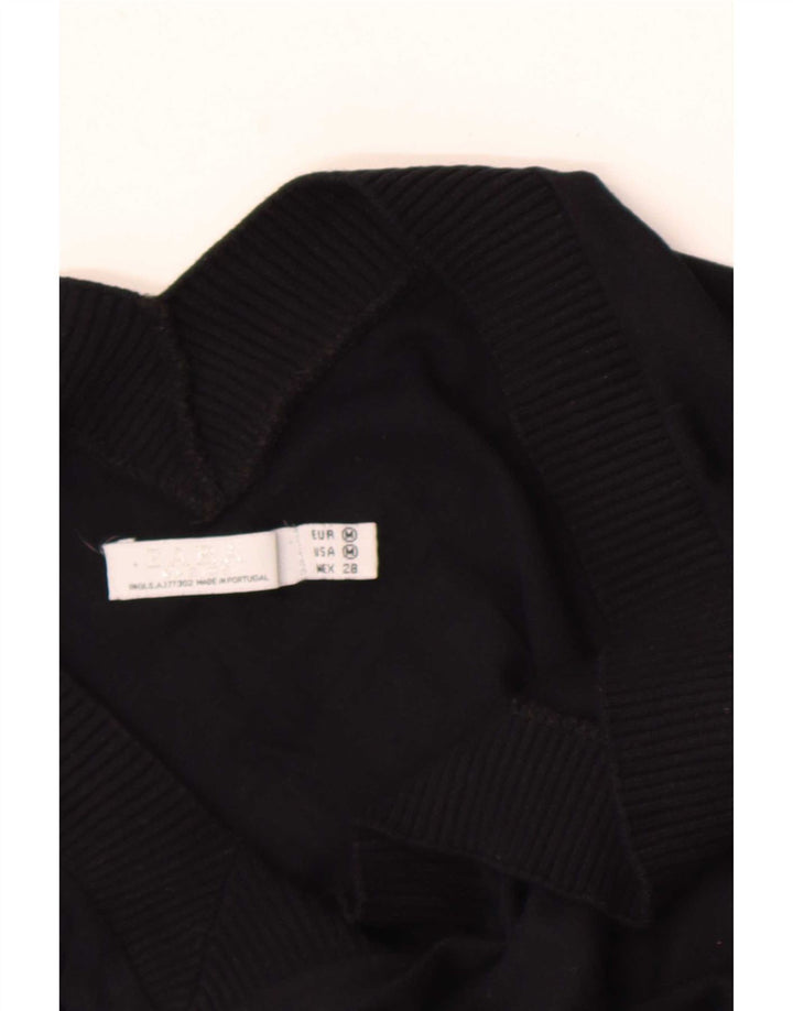 Zara Suéter tipo jersey de manga corta con cuello en V para mujer UK 44 Medium Black