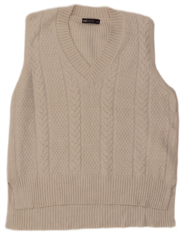 Marks & Spencer Camiseta sin mangas para mujer UK 46 Grande Poliéster blanco roto