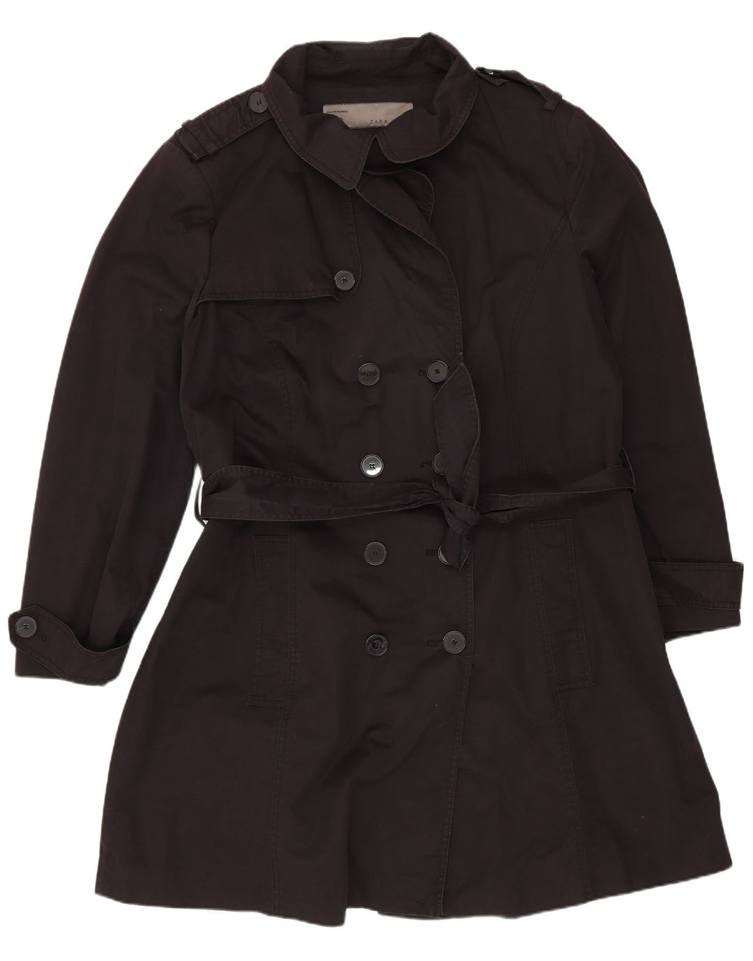 Zara Mujer Gabardina UK 20 2XL Azul Marino Algodón