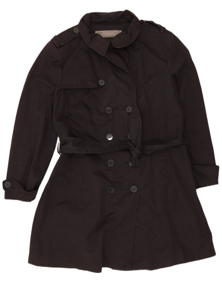 Zara Mujer Gabardina UK 20 2XL Azul Marino Algodón