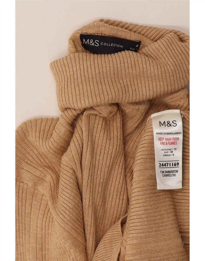 Marks & Spencer Jersey con cuello vuelto para mujer UK 10 Small Viscosa beige