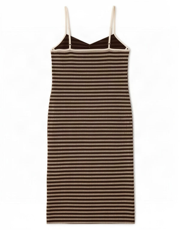 Topshop Vestido lencero pequeño para mujer UK 42 Poliéster a rayas marrón medio