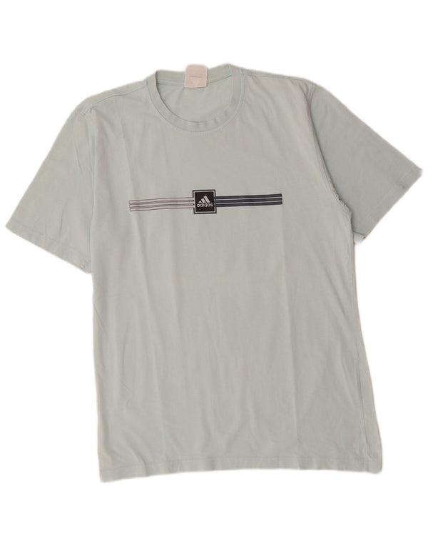ADIDAS Camiseta Hombre Top Algodón Rayas Azul Medio