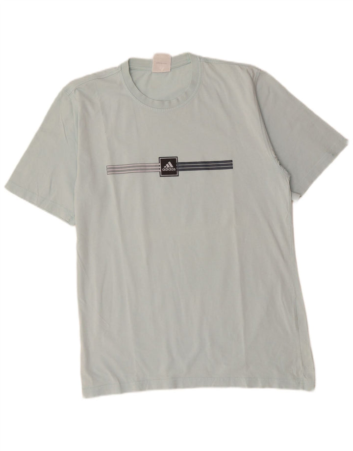 ADIDAS Camiseta Hombre Top Algodón Rayas Azul Medio