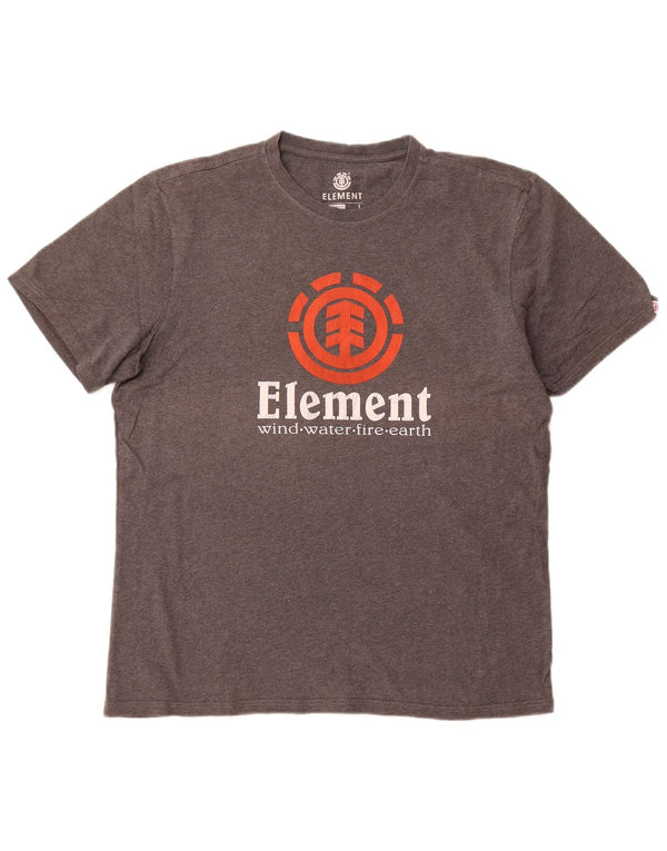 ELEMENT Camiseta gráfica de ajuste regular para hombre Top grande de algodón gris