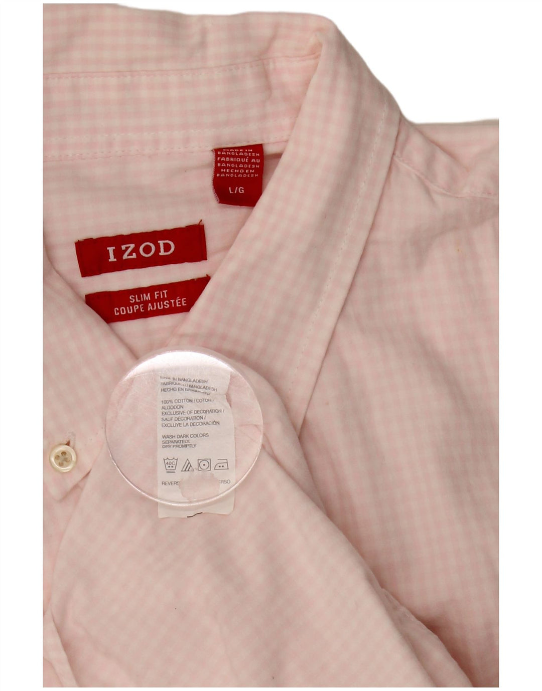 IZOD Camisa ajustada para hombre de algodón a cuadros rosa grande