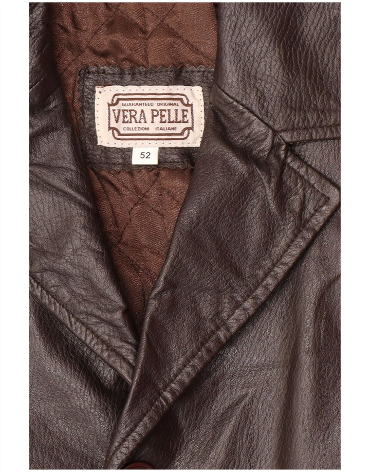 VINTAGE Abrigo de cuero para hombre IT 52 XL Cuero marrón