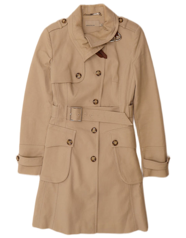 Karen Millen Womens Trench Coat UK 10 Small Beige Cotton