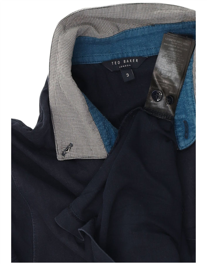 Ted Baker Polo para hombre talla 3 mediano algodón azul marino