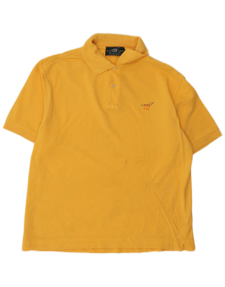 HENRY COTTONS Polo para hombre grande de algodón amarillo