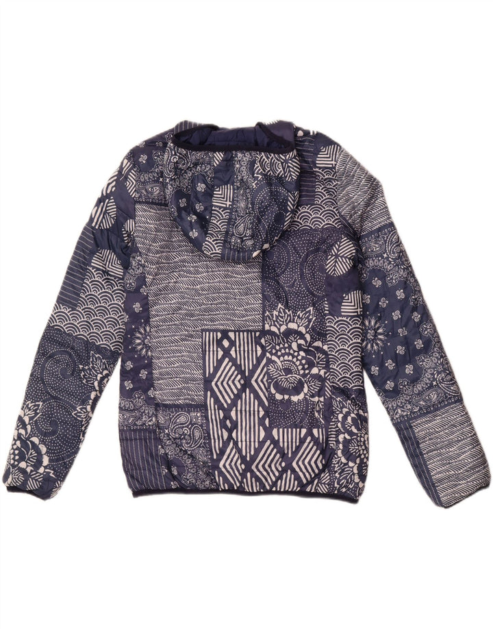 Champion Chaqueta Acolchada Con Capucha Para Mujer IT 46 Large Azul Marino Patchwork
