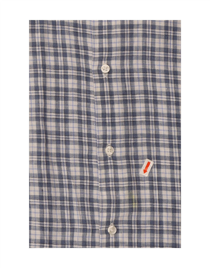 MASSIMO DUTTI Mens Shirt 2XL Blue Check Linen