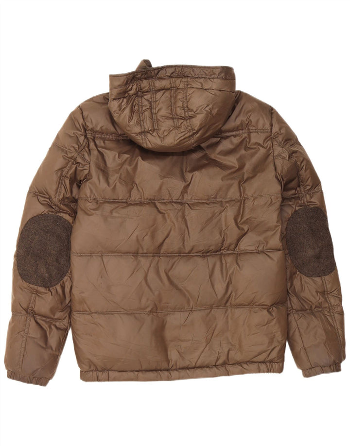 Guess Chaqueta acolchada con capucha para hombre UK 34 XS Marrón Poliéster
