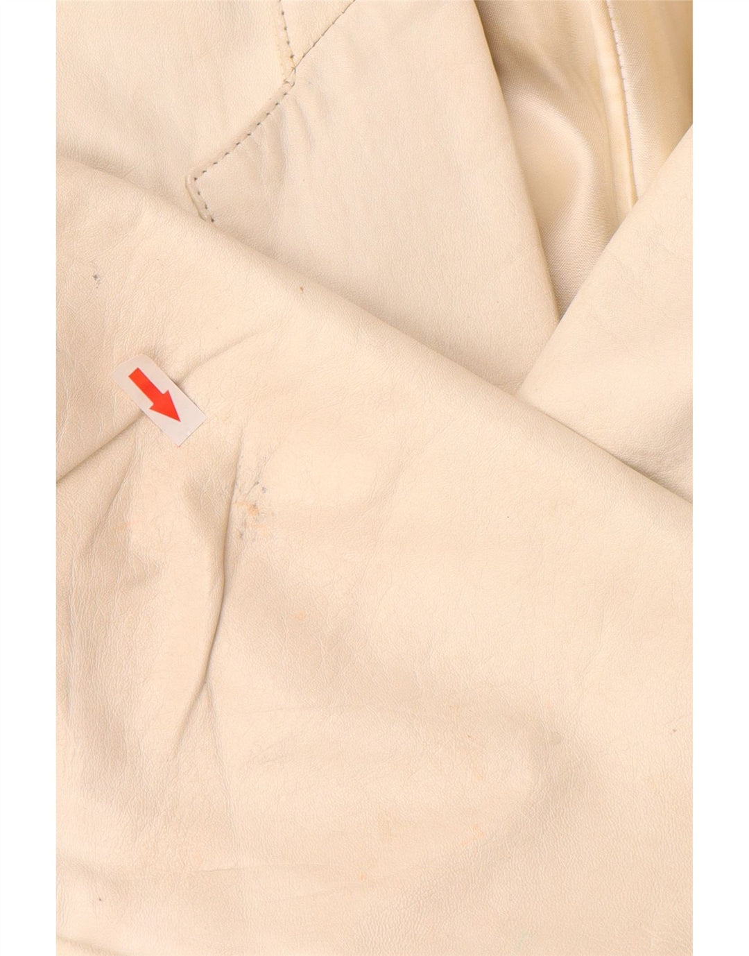 Vintage mujer cuero 2 piezas falda conjunto Reino Unido 12 medio W26 blanco apagado