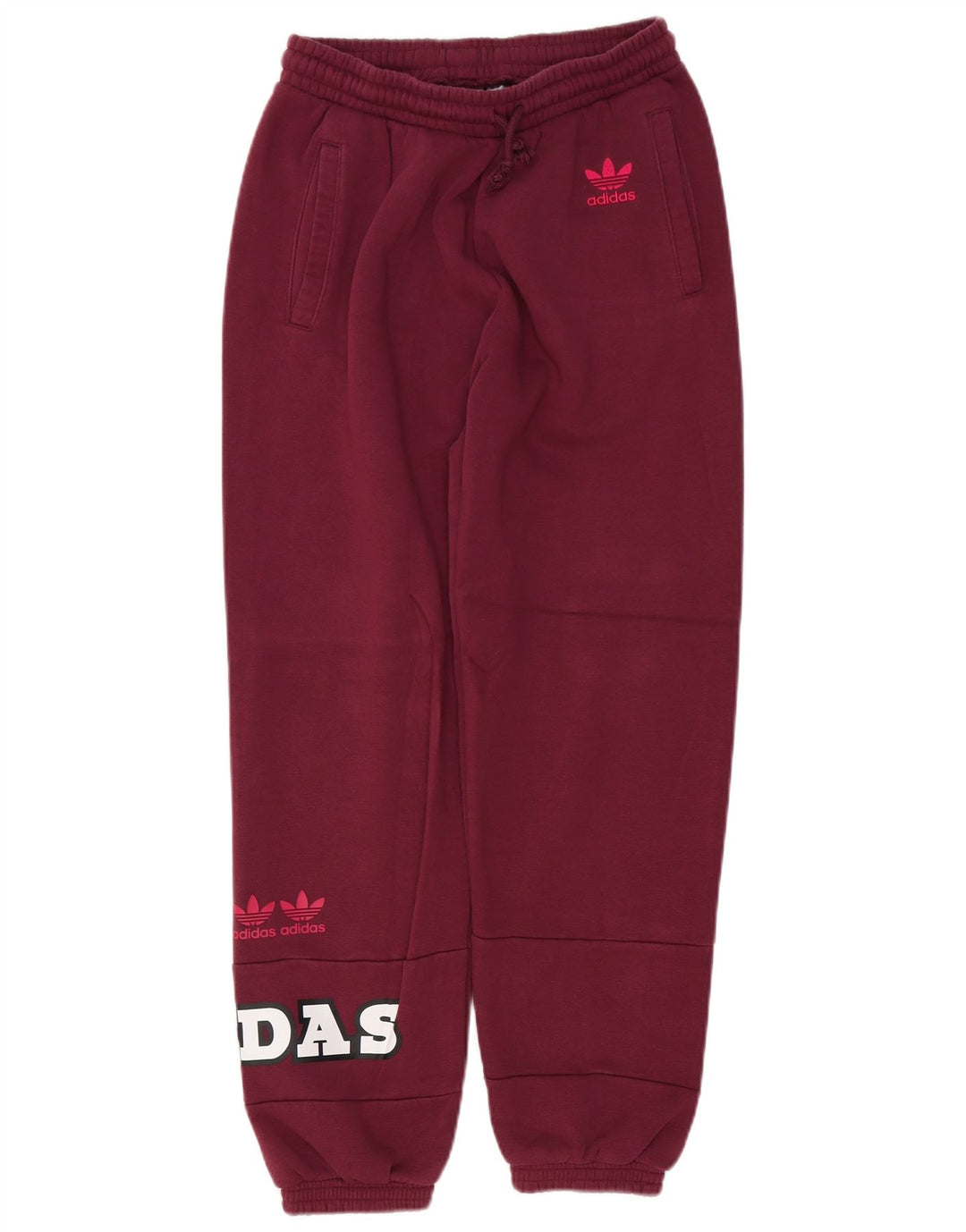 ADIDAS Pantalones de chándal gráficos para mujer Joggers UK 12 Medium Borgoña