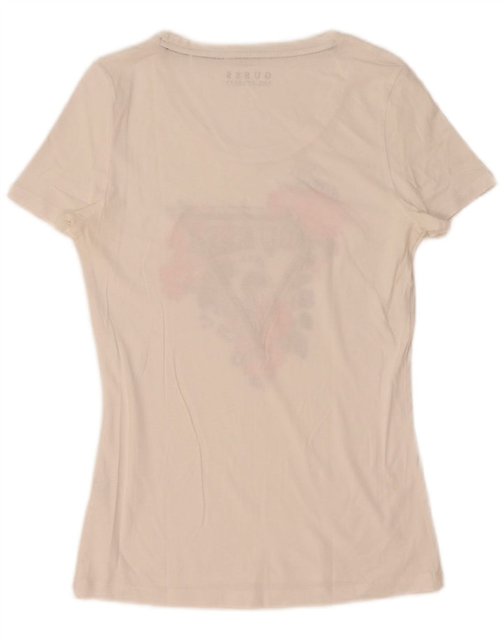 Guess Camiseta gráfica para mujer Top UK 12 Medium White