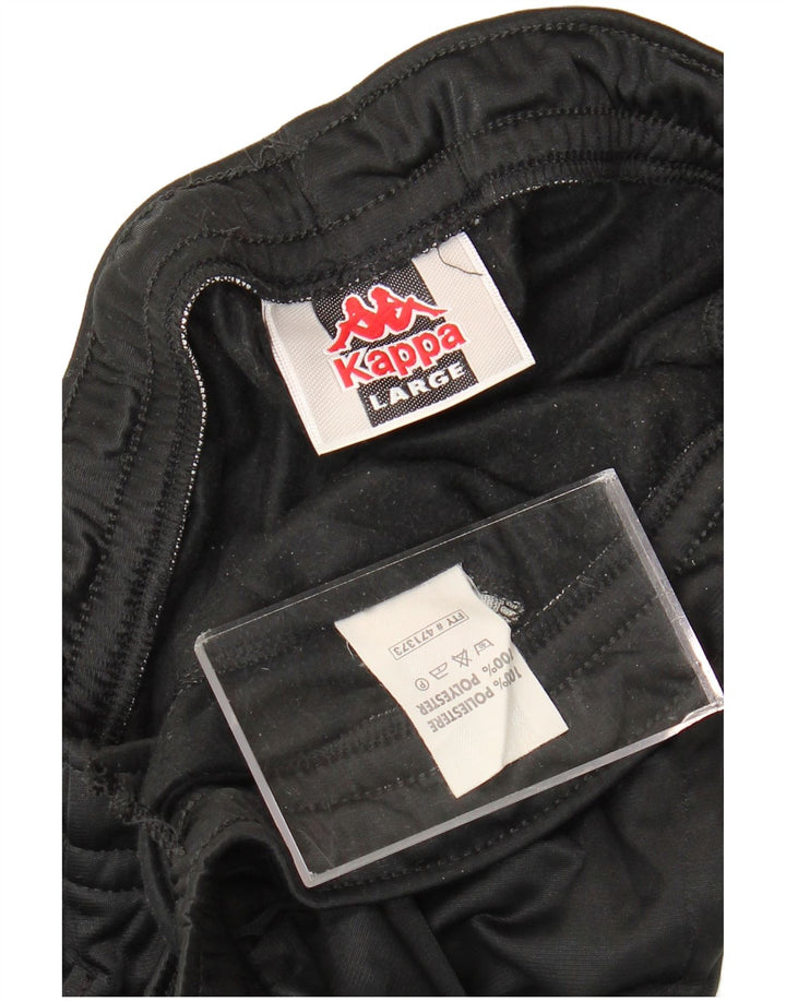 Kappa Hombre Pantalones De Chándal Gráfico Grande Poliéster Negro