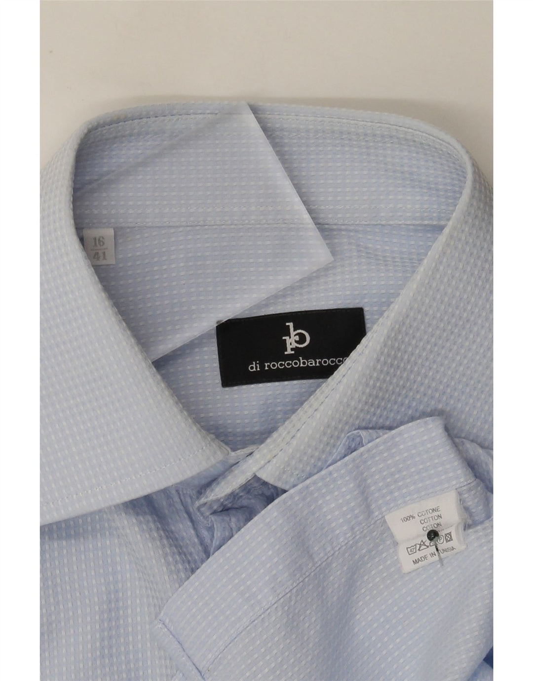 Roccobarocco Camisa para hombre Talla 41 16 Algodón con manchas azules grandes