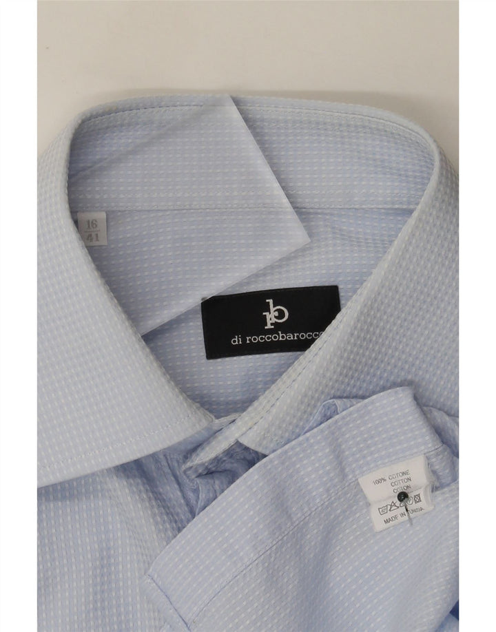 Roccobarocco Camisa para hombre Talla 41 16 Algodón con manchas azules grandes
