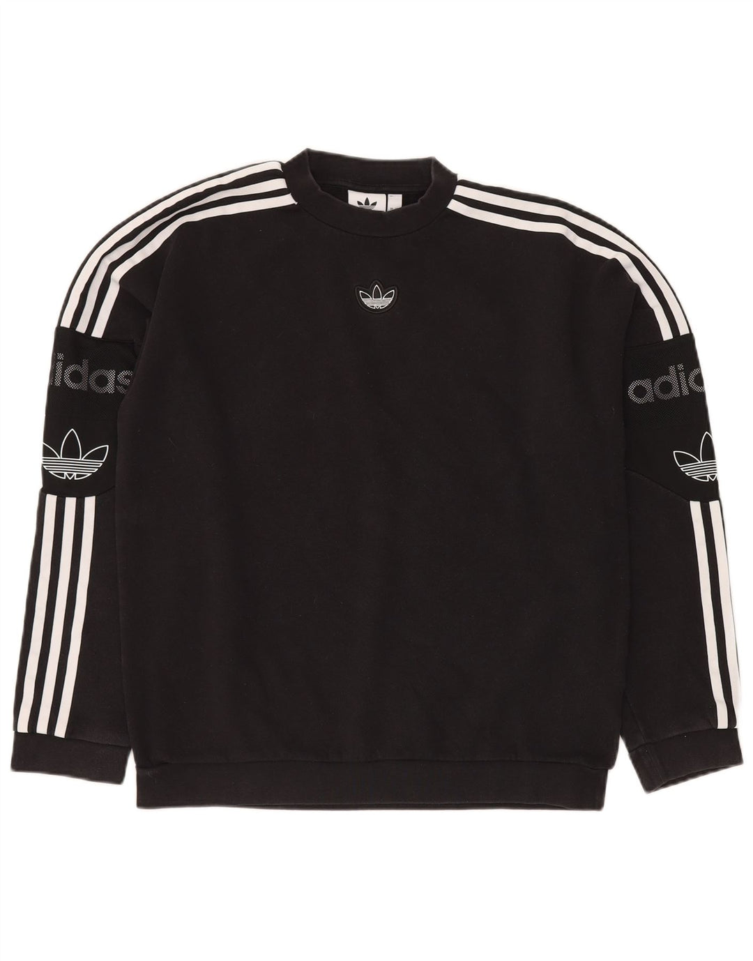 ADIDAS Hombre Loose Fit Graphic Sudadera Jumper Pequeño Algodón Negro