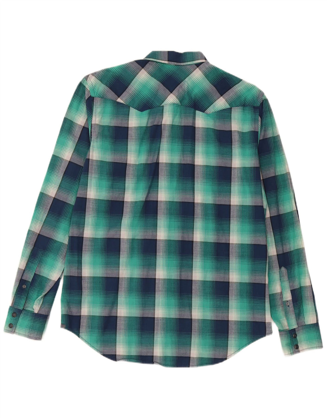 American Eagle Outfitters Camisa ajustada para hombre de algodón a cuadros azul marino mediano