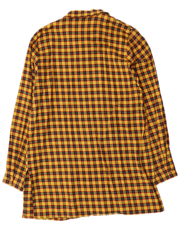 Camisa larga vintage para mujer UK 44 Algodón a cuadros amarillo grande