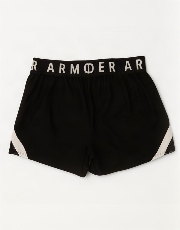 Under Armour Womens Heat Gear Sport Shorts UK 10 Small Black Colourblock