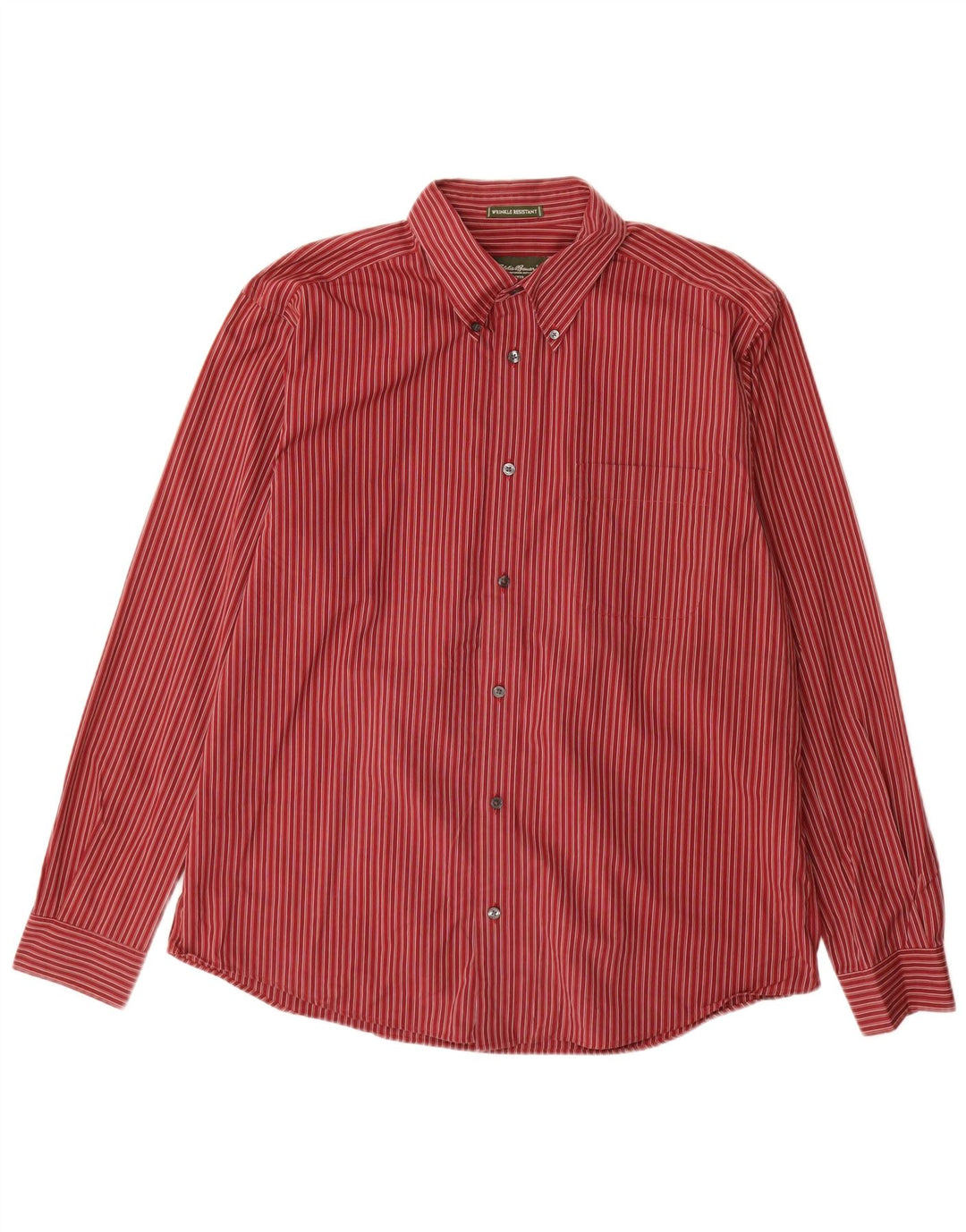 EDDIE BAUER Camisa de hombre grande de algodón a rayas rojas