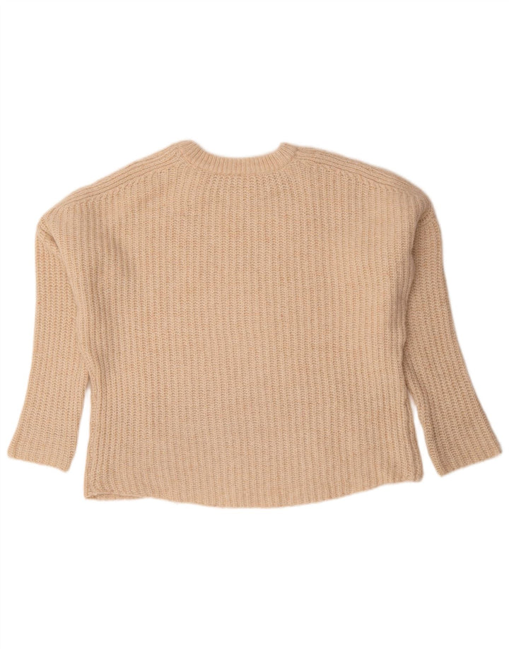 Zara Mujer Suéter De Cuello Redondo De Gran Tamaño UK 44 Medio Beige