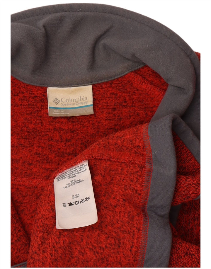 Columbia Cárdigan para hombre suéter grande de poliéster moteado naranja