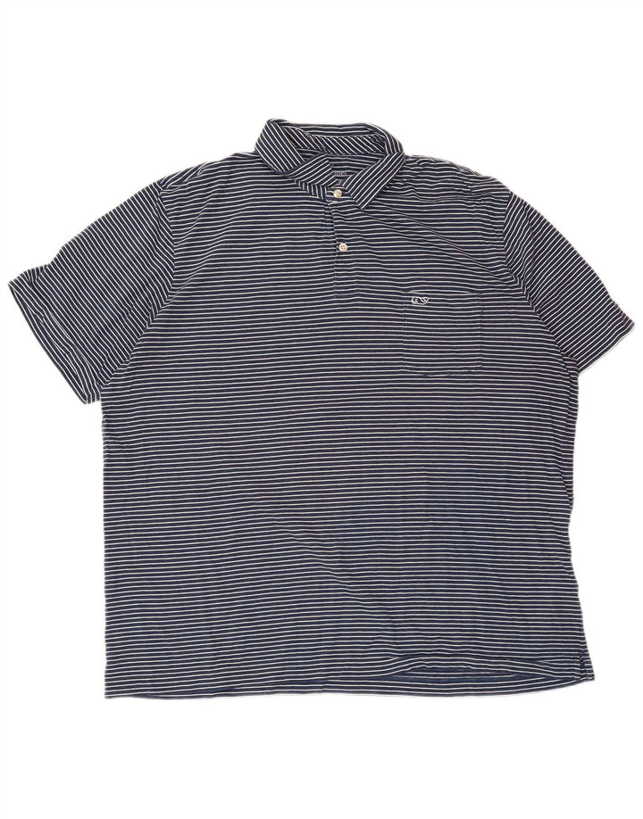 VINEYARD VINES Polo de corte clásico para hombre XL Algodón a rayas azul marino