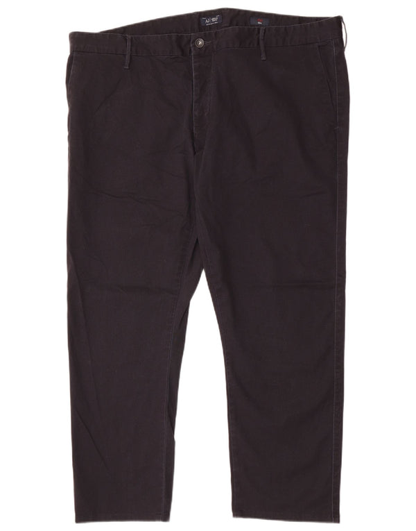 Armani Mens Slim Chino Pantalones IT 58 4XL W42 L28 Algodón Negro